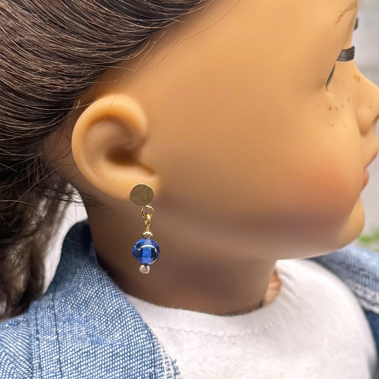 Blue Glass Doll Earring DANGLE ONLY • 18 Inch Fashion Doll Jewelry