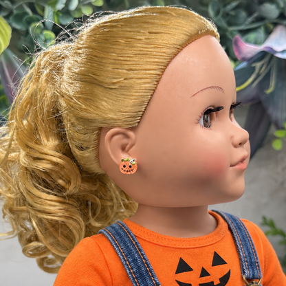Pumpkin Halloween Post Doll Earrings | for 18 Inch Fashion Doll