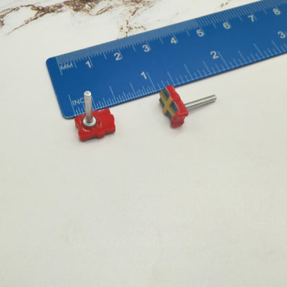 Christmas Gift Present Red Green Post Doll Earrings • 2mm Post for 18 Inch Fashion Doll