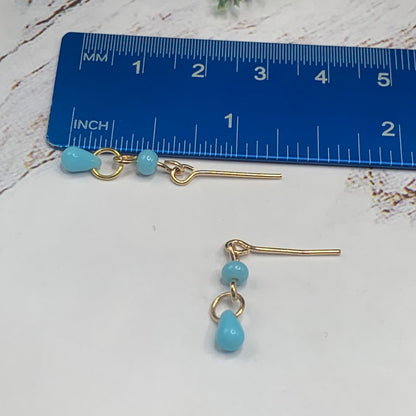 Blue Glass Beaded Pendant Necklace Earring Set • 16 Inch Fashion Doll Jewelry