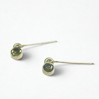 Olive Green Rhinestone Round Silver Dangle Doll Earrings • 14 Inch Fashion Doll Jewelry