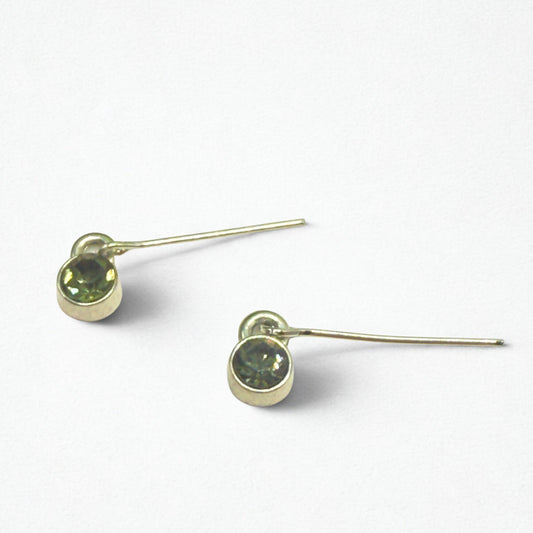 Olive Green Rhinestone Round Silver Dangle Doll Earrings • 14 Inch Fashion Doll Jewelry