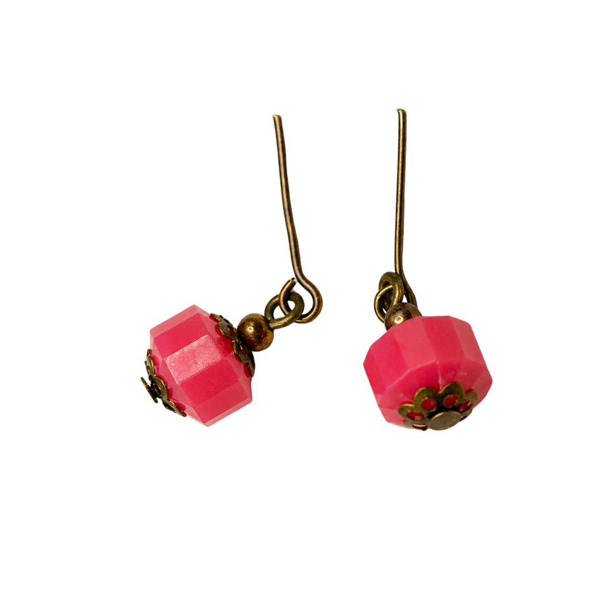 Bright Pink Brass Copper Dangle Doll Earrings • 18 Inch Fashion Doll Jewelry