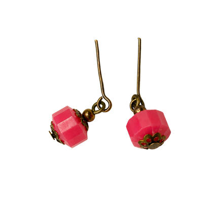 Bright Pink Brass Copper Dangle Doll Earrings • 18 Inch Fashion Doll Jewelry