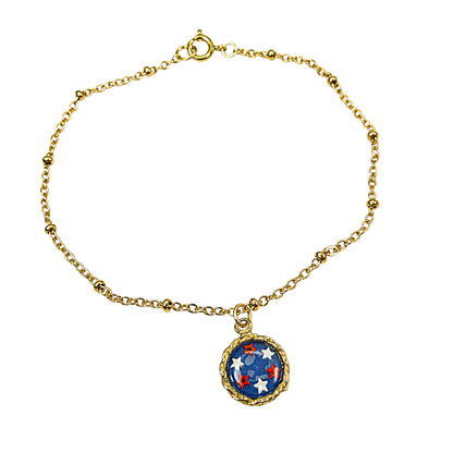 Red White Blue Stars Round Americana Charm Doll Necklace for 18 Inch Fashion Doll