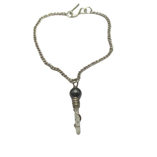 Metallic Gray Quartz Crystal Pendant Doll Necklace • 16 Inch Fashion Doll Jewelry