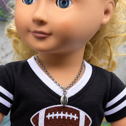 Silver Football Sports Charm Doll Necklace | for 18 Inch Fashion Dolls