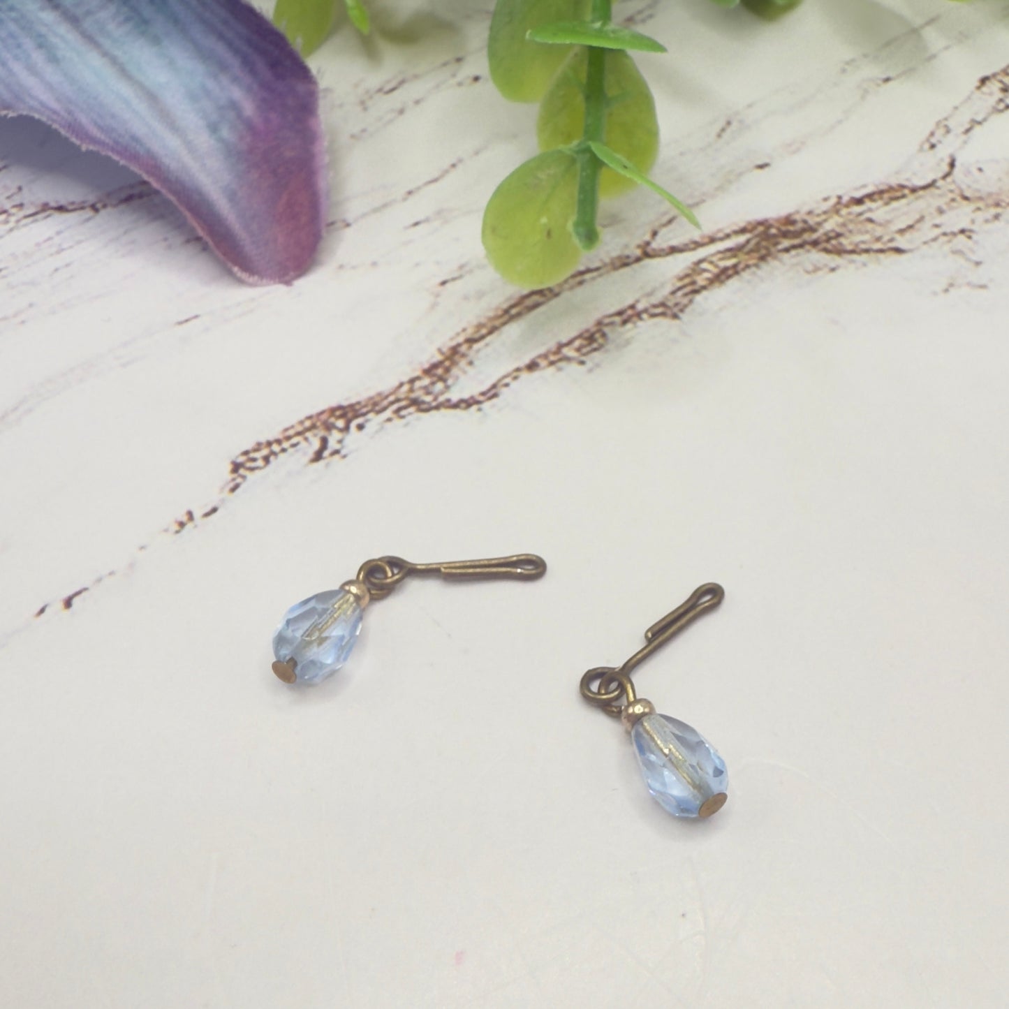 Light Blue Glass Crystal Dangle Earrings • 10-12 Inch Fashion Doll Jewelry 1:6