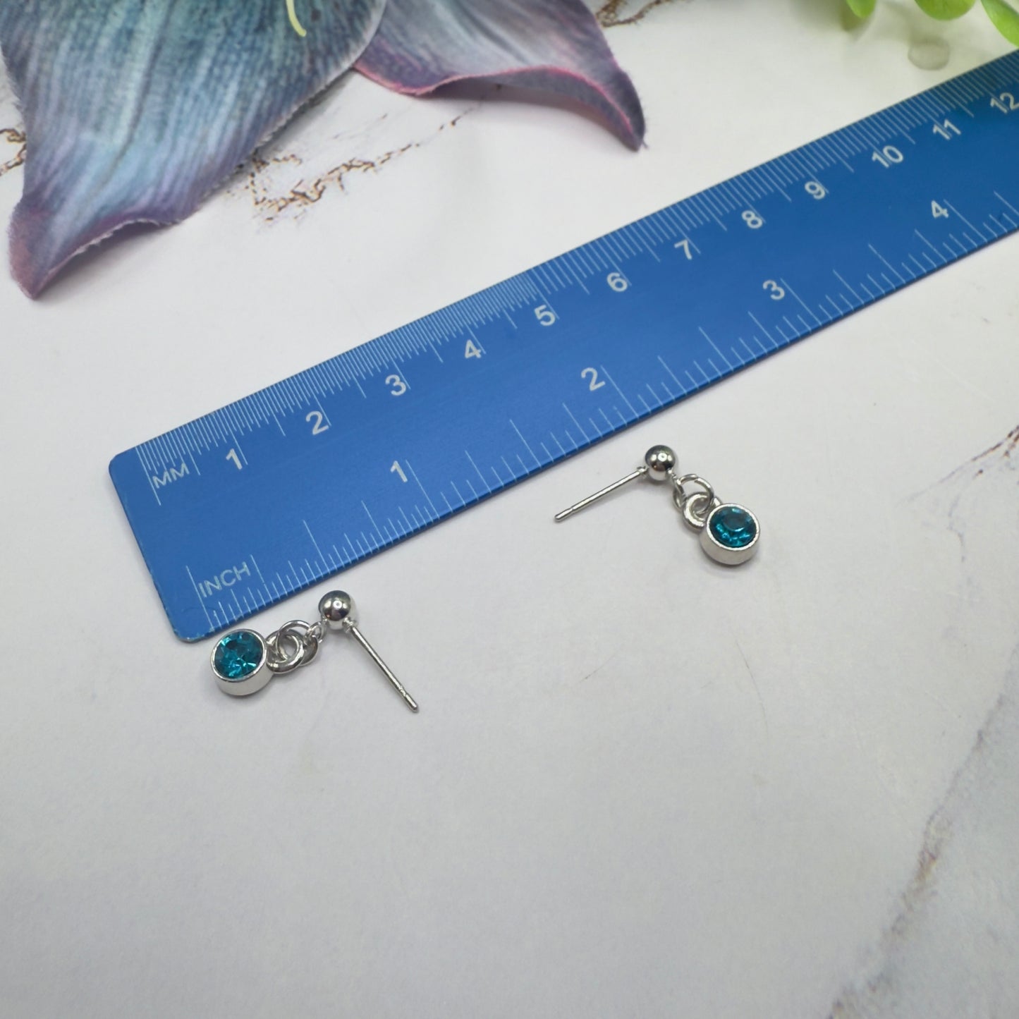 Turquoise Rhinestone Round Pendant Doll Necklace & Earrings Set • 18 Inch Fashion Doll Jewelry