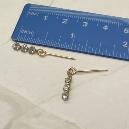 Gold 3 Clear Rhinestone Dangle Doll Earrings • 16 Inch Fashion Doll Jewelry