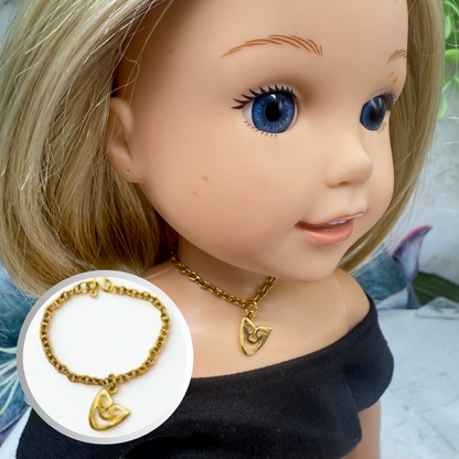 Comedy Face Mask Gold Charm Doll Necklace • 14 Inch Fashion Doll Jewelry