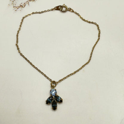Blue Rhinestone Gold Tone Dangle Doll Earrings and Necklace Set • 18 Inch Fashion Doll Jewelry