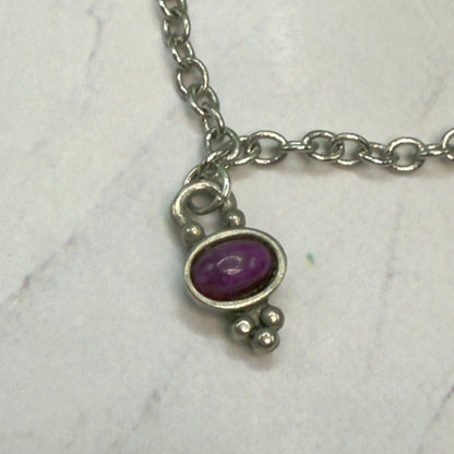 Purple Burgundy Enamel Charm Silver Chain Doll Necklace• 18 Inch Fashion Doll Jewelry