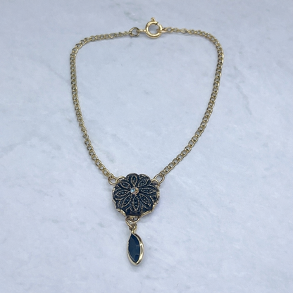 Black Dangle Medallion Style Gold Doll Necklace • 18 inch Fashion Doll Jewelry