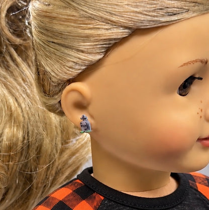Tombstone RIP Halloween 2mm Post Doll Earrings | fits 18 Inch Dolls • American Girl