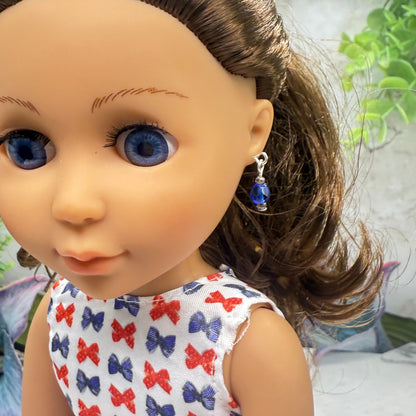 Blue Glass Crystal Dangle Earrings • 14 Fashion Doll Jewelry