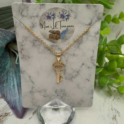 Gold Key Rhinestone Accent Pendant Doll Necklace • 18 Inch Fashion Doll Jewelry