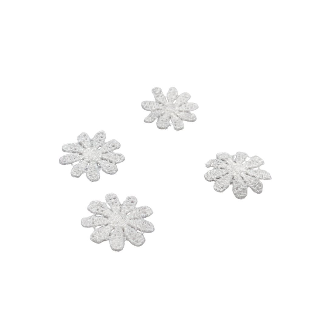 White Crochet Fabric Flower Shape Doilies Set Of Four • Dollhouse Decor Miniatures