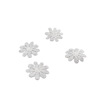 White Crochet Fabric Flower Shape Doilies Set Of Four • Dollhouse Decor Miniatures