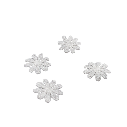 White Crochet Fabric Flower Shape Doilies Set Of Four • Dollhouse Decor Miniatures
