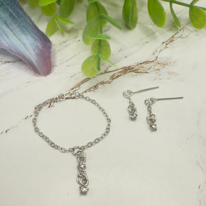 Clear Star Rhinestone Silver Dangle Doll Necklace & Earrings • 16 Inch Fashion Doll Jewelry