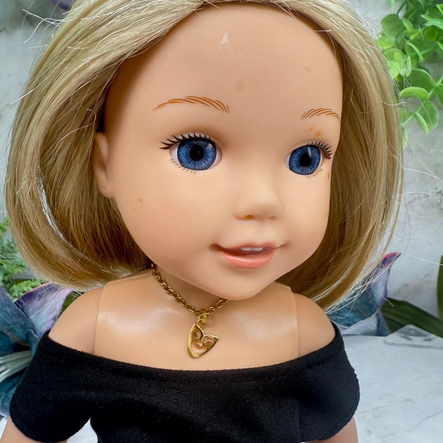 Comedy Face Mask Gold Charm Doll Necklace • 14 Inch Fashion Doll Jewelry