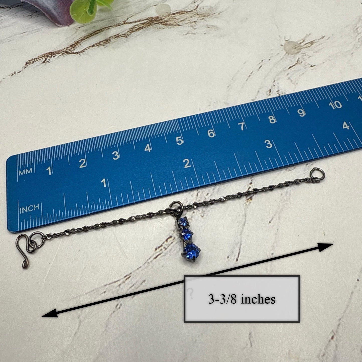 Blue Rhinestone Pendant Black Chain Doll Necklace • 16 Inch Fashion Doll Jewelry