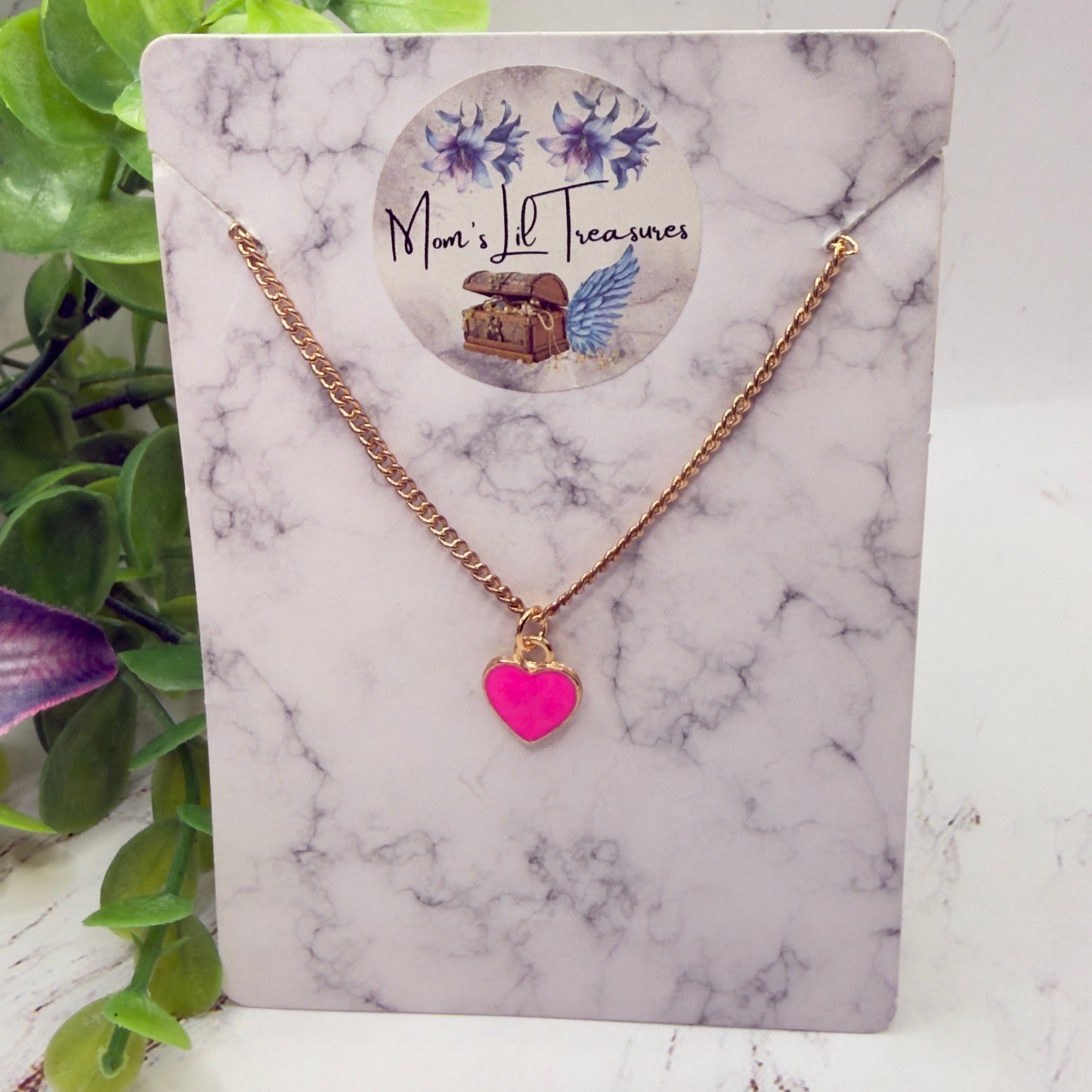 Pink Heart Pendant Gold Chain Doll Necklace • 18 Inch Fashion Doll Jewelry