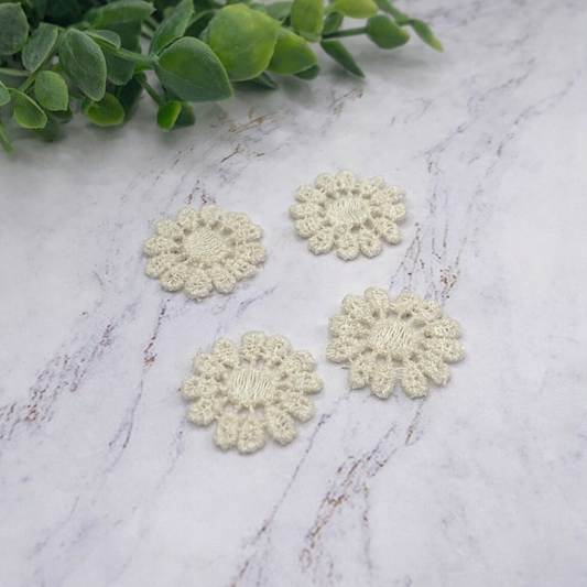 Beige Off White Crochet Fabric Doilies • Set Of Four • Dollhouse Decor Miniatures