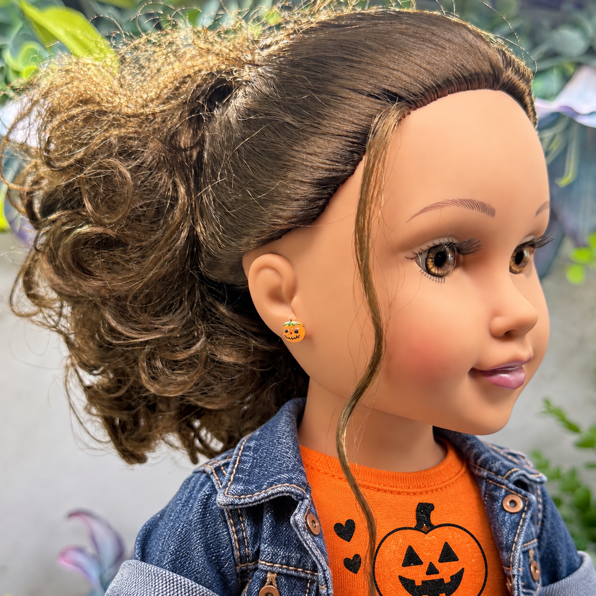 Pumpkin Halloween Post Doll Earrings | for 18 Inch Fashion Dolls