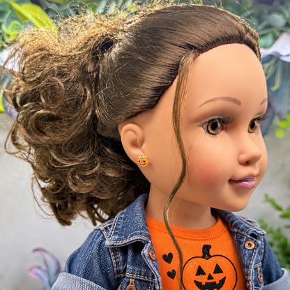 Pumpkin Halloween Post Doll Earrings | for 18 Inch Fashion Dolls