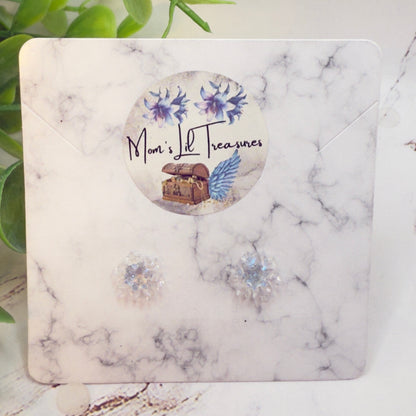 Acrylic Clear Glittery  Snowflake Post Doll Earrings • 2mm Post for 18 Inch Fashion Doll