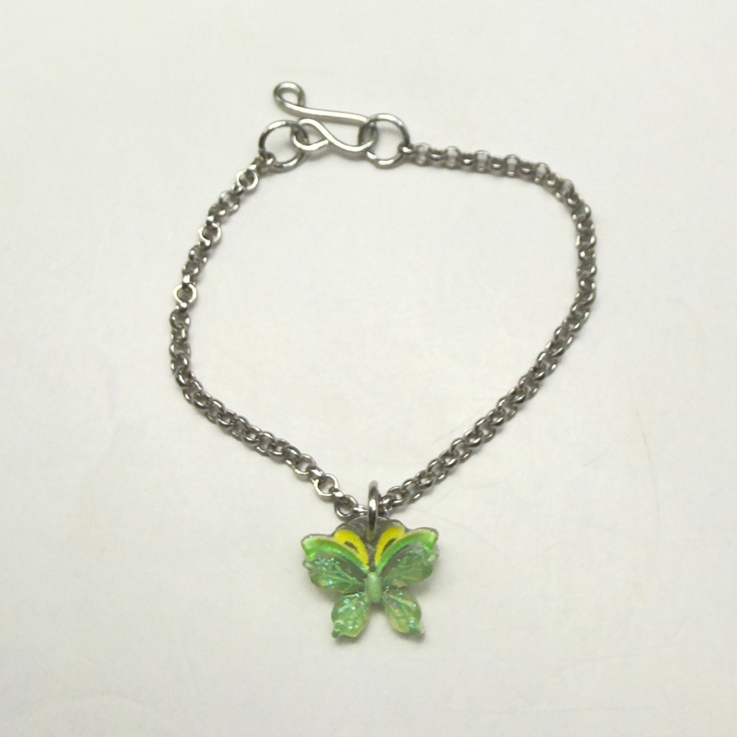Green Yellow Butterfly Charm Silver Doll Necklace • 14 Inch Fashion Doll Jewelry