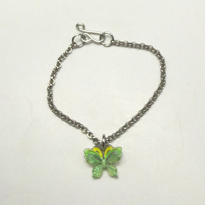 Green Yellow Butterfly Charm Silver Doll Necklace • 14 Inch Fashion Doll Jewelry
