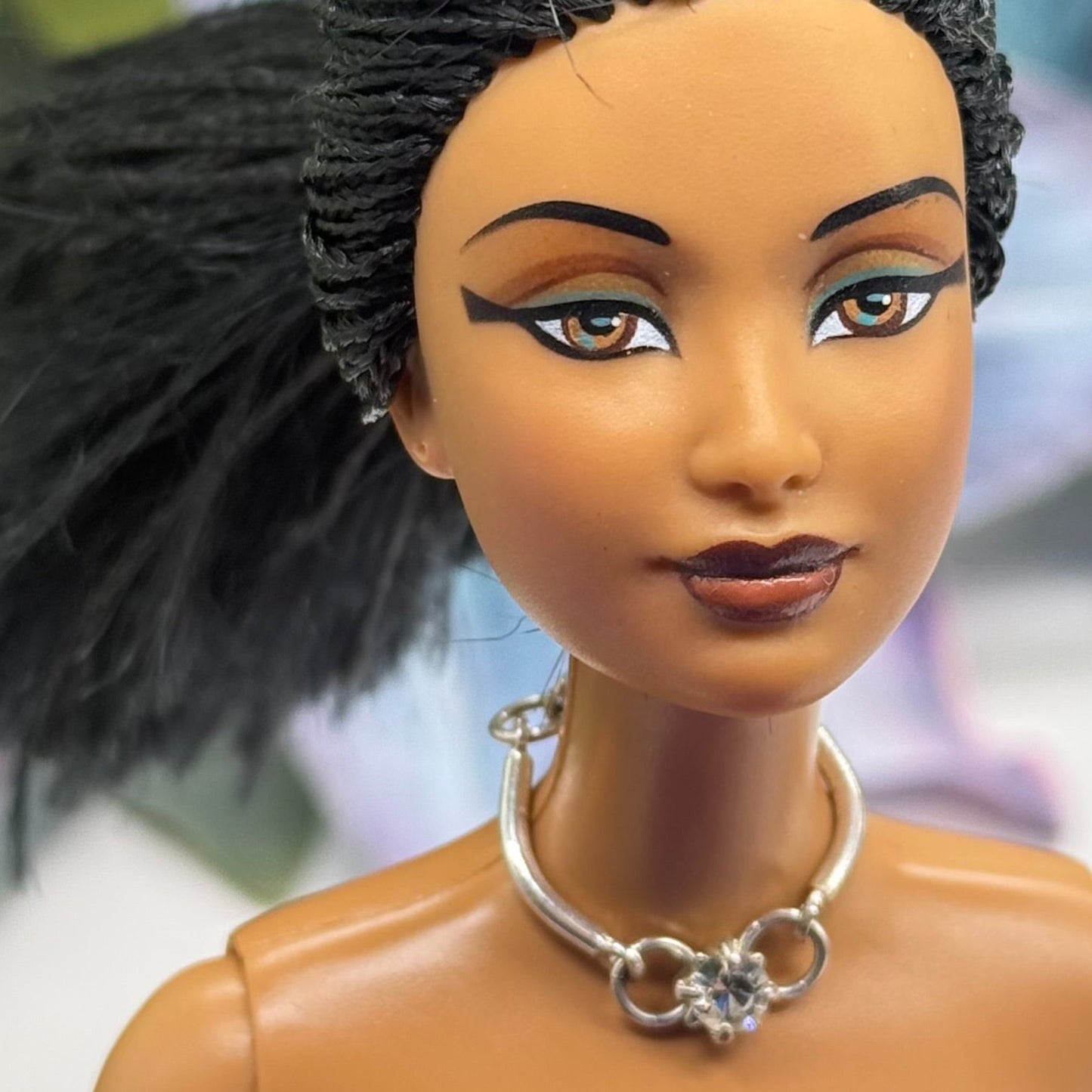 Silver Curved Link Rhinestone Charm Doll Necklace • 10-12 Inch Fashion Doll Jewelry 1:6