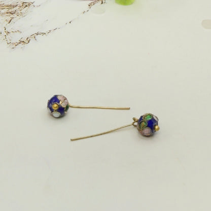 Blue Cloisonné Floral Design Doll Earrings • 18 Inch Fashion Doll Jewelry