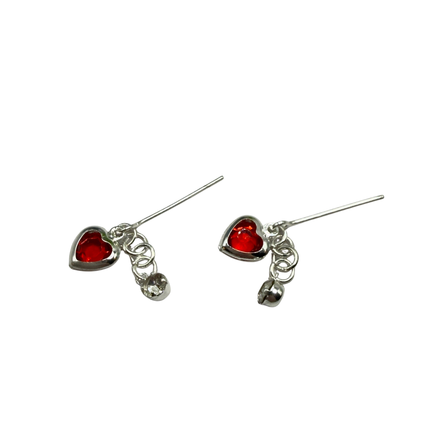 Red Heart & Clear Rhinestone Dangle Doll Earrings • 18 Inch Fashion Doll Jewelry