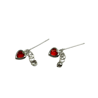 Red Heart & Clear Rhinestone Dangle Doll Earrings • 18 Inch Fashion Doll Jewelry