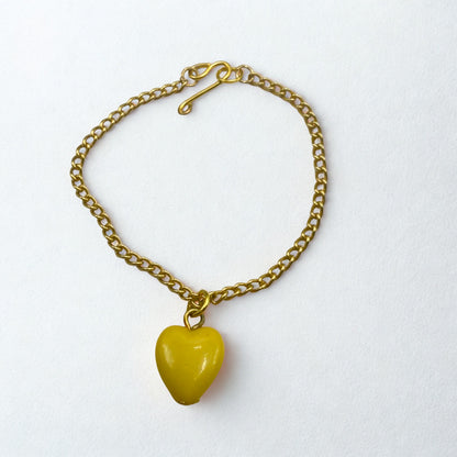 Yellow Heart Charm Gold Chain Doll Necklace• 14 Inch Doll Jewelry