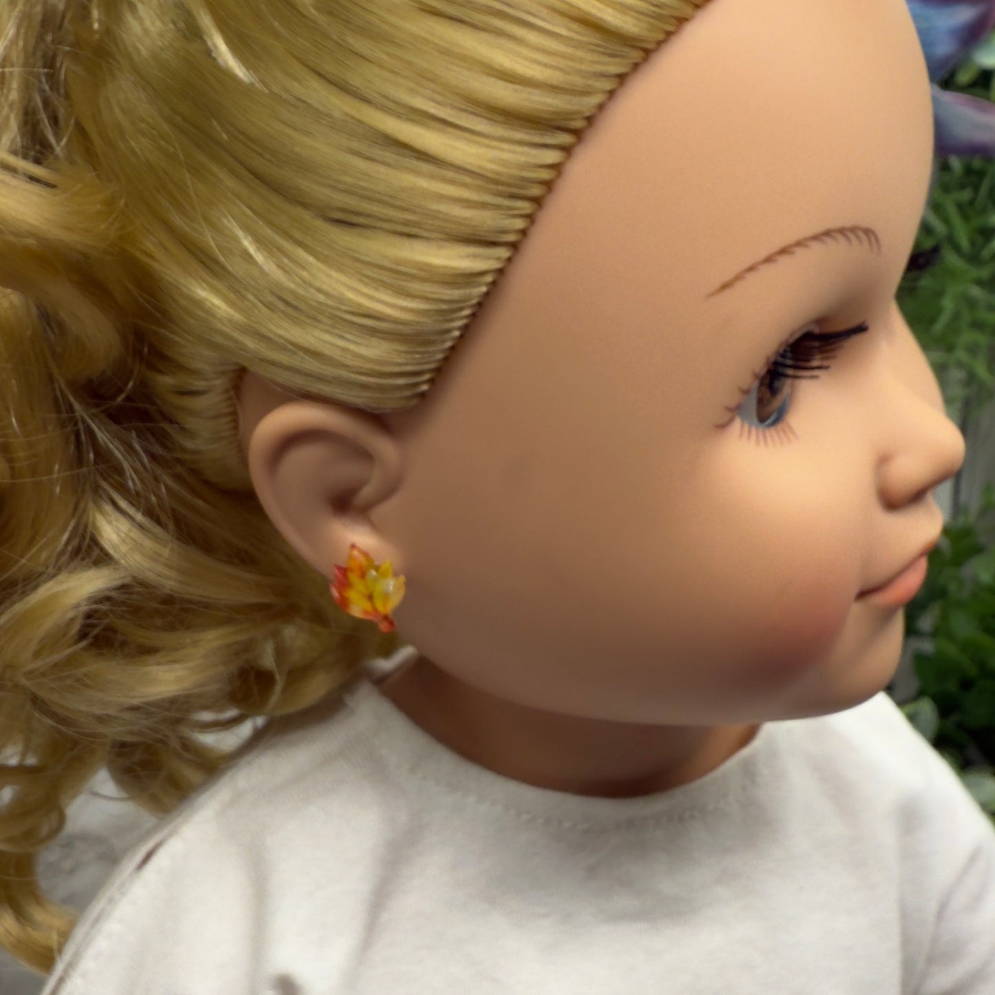 Fall Autumn Leaves Leaf Post Doll Earrings  • 18 Inch Fashion Doll Jewelry