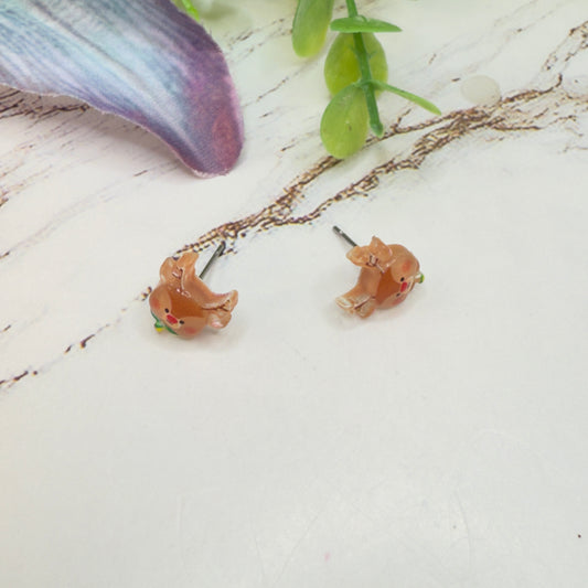 Rudolph Reindeer Christmas Post Doll Earrings • 18 Inch Fashion Doll Jewelry