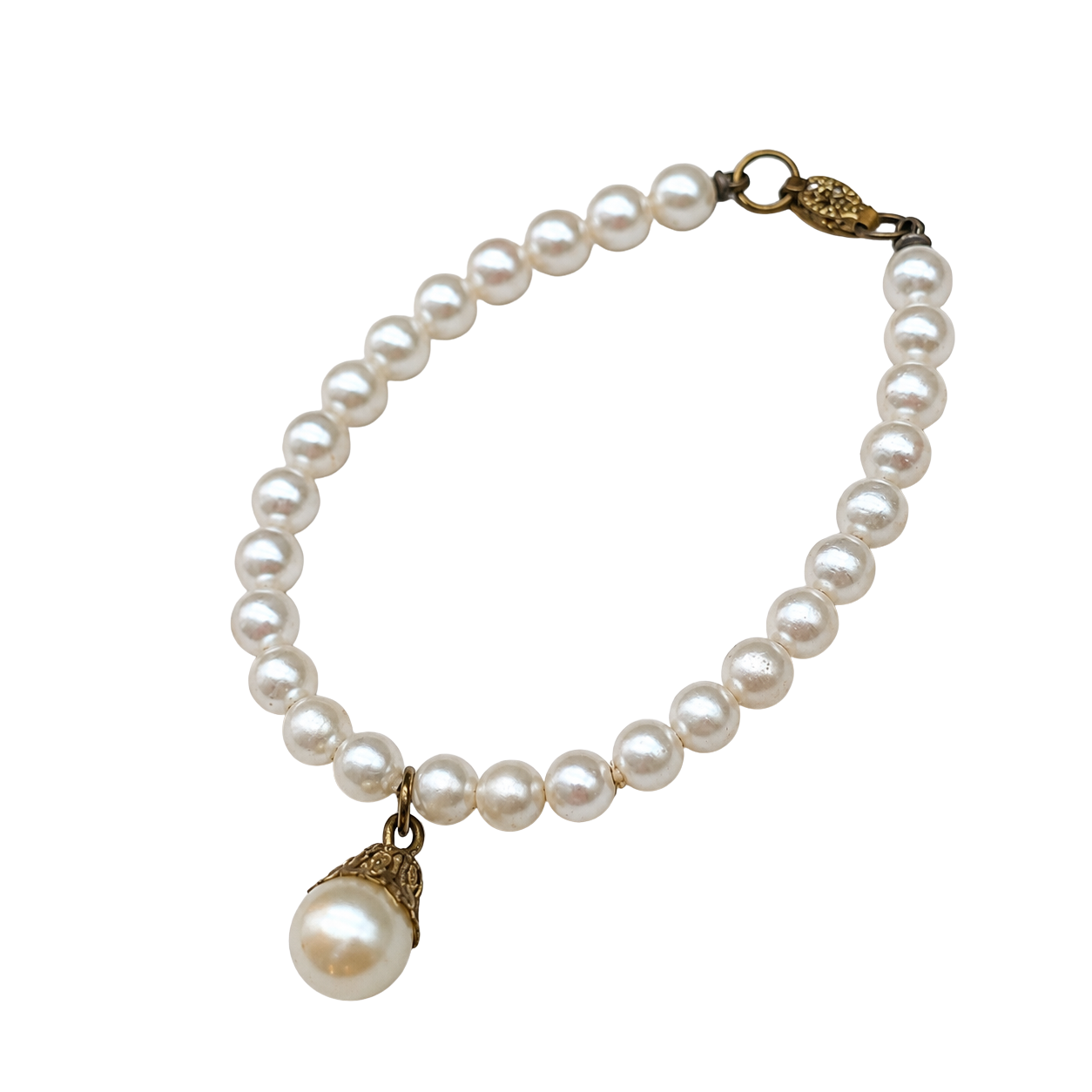 Pearl Doll Necklace with Pearl Drop Pendant for 18-22” Vintage Doll Jewelry