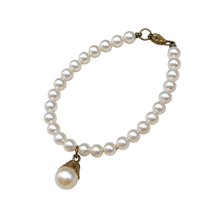 Pearl Doll Necklace with Pearl Drop Pendant for 18-22” Vintage Doll Jewelry