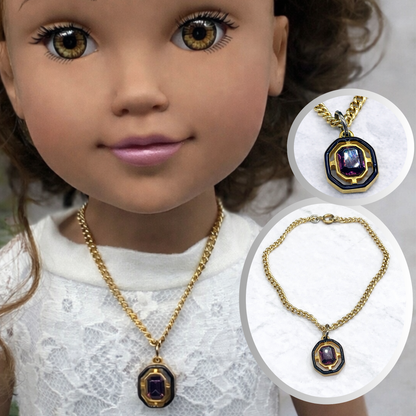 Purple Rhinestone Pendant Doll Necklace • 18 Inch Fashion Doll Jewelry
