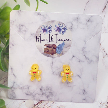 Gingerbread Man Christmas Post Doll Earrings • 2mm Post for 18 Inch Fashion Doll
