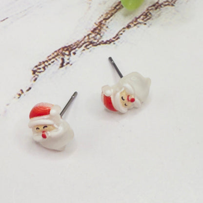 Santa Claus Christmas Post Doll Earrings • 18 Inch Fashion Doll Jewelry