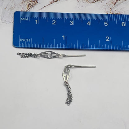 Silver Diamond Shaped Tassel Dangle Doll Earrings • 16” Fashion Doll Jewelry