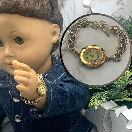 Gold Tone Watch Doll Bracelet • 18 Inch Fashion Doll Jewelry