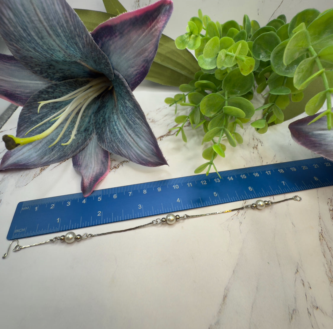 Silver Serpentine Chain w/ Pearl Doll Necklace & Earrings • 18 Inch Fashion Doll Jewelry