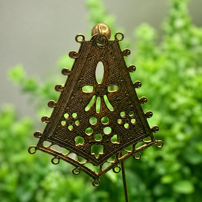 Floral Design Metal Dangle -  Gold Tone - 5” Pin • Hatpin - Stick Pin